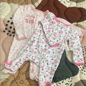 Carter's Pink and White Pajama Sets with Floral Prints